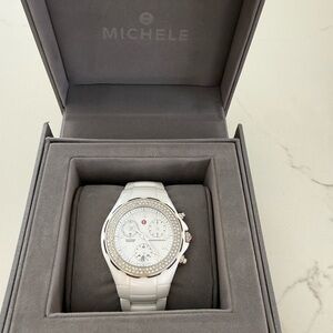 Michele Tahitian Ceramic White Diamond Watch